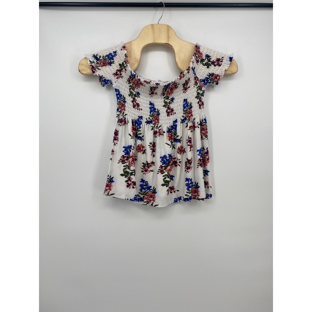 Love Streak Blouse Large White Excellent Floral Smocked Off-Shoulder Top